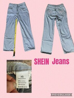 SHEIN Pink Bow Jeans